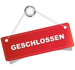 Schild mit Aufschrift geschlossen